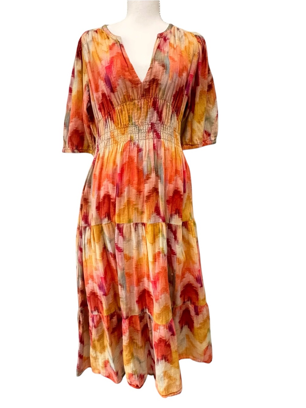 ba&sh Anissa Dress Women’s medium Artsyy Colorful Watercolors - Picture 4 of 12